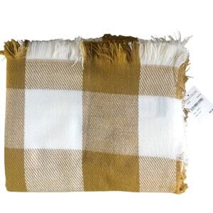 Madewell Buffalo Check Blanket Scarf Antique Gold NEW